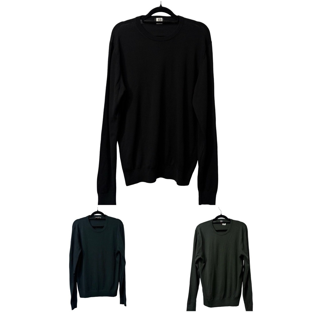 Uniqlo 100% Wool Crewneck Sweaters Bundle Black Green Size Small Men's